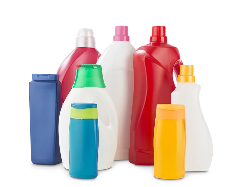Flaschen für den Haushaltsbedarf wie Shampoo- Flaschen oder Waschmittelbehälter , produziert mit Bekum-Extrusionsblasformtechnologie